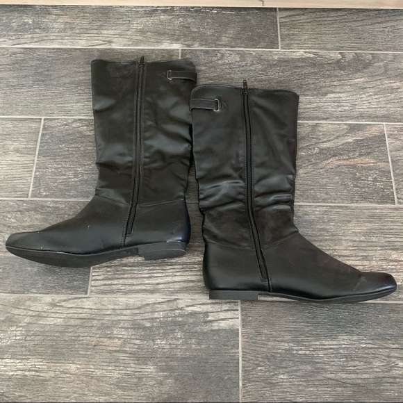Black Faux Leather Boots - Picture 2 of 5